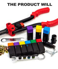 Heavy Duty Rivet Nut Tool Kit With Ergonomic Handle For Sheet Metal And Auto Jobs. No Tool Change Needed. Tough Steel Build Includes 10 Rivets And Nuts Plus Sturdy Case. kit with red handled hand tool, rivets, nuts, and adapters