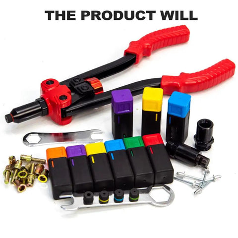 Must-Have Professional Rivnut Tool Kit With 10 Stainless Rivets And Assorted Nut Sizes For Sheet Metal And Auto Repair Jobs Plus Rugged Carrying Case, rivnut gun with color-coded mandrels and rivets