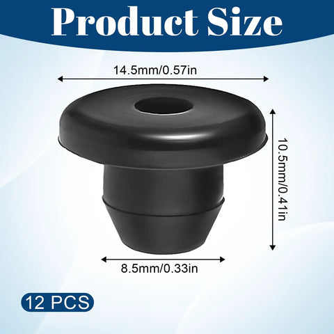 12 Pack Rubber Hydraulic Jack Oil Filler Plugs For Floor Jacks 5/16 Inch Round Head Replacement Plugs with dimensions