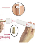 Hands assembling large coupling of 6 Piece Cup Turner Motor Kit For Craft Tumbler Cups with motor and PVC pipe, 25mm size