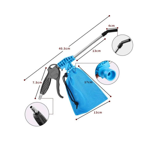 Heavy Duty Pneumatic Blower Vacuum Handles Shop Dust And Metal Shavings Like A Champ, 40.5cm length, includes blue debris bag.