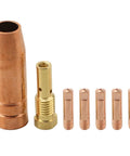 Brass Gasless MIG Welding Nozzle Tip Kit, 7-Piece Set With 0.6-1.2mm Tips For Flux Core Welders Like FC90 And 80GL, Easy Weld 261308