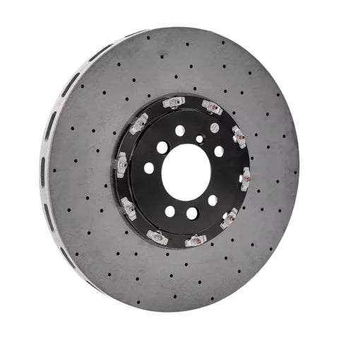 Track-Ready Carbon SiC Brake Discs Set For High-Performance Cars And Heavy Machinery, 40 Percent Lighter Than Steel, Rapid Heat Dissipation, Shorter Braking Distances, Front And Rear Axle Upgrade, Rust-Proof, Quiet, Ideal For Supercars Like 488 Pista