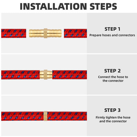 Installation steps for 20 Piece Brass Hose Barb Fitting Set 1/4 5/16 3/8 1/2 Inch Barb Adapters For Air Water Fuel Oil Hoses