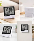 Smart Indoor Hygrometer And Thermometer For Home And Office With Crisp Temperature And Humidity Readings Compact Room Sensor For Baby Rooms Pets Bedrooms And Kitchen Comfort on desk and wall