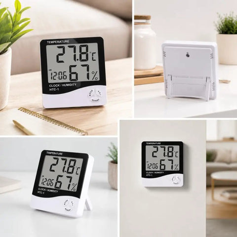 Smart Indoor Hygrometer And Thermometer For Home And Office With Crisp Temperature And Humidity Readings Compact Room Sensor For Baby Rooms Pets Bedrooms And Kitchen Comfort on desk and wall