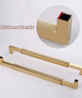 Sliding Barn Door Handle Set With Two Sided Pull And Push, Built Tough Stainless Steel 304, shown in gold finish with close-up