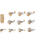 Brass Watch Winder Tool Set For 7750 2892 2836 Movements DIY Horology Gear with 11 brass components on white background
