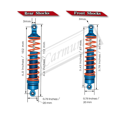 Beefed Up 1/10 Scale RC Upgrade Parts Kit for Rustler VXL and Stampede VXL 2WD with Alloy Front and Rear Shocks Navy Blue
