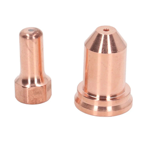 Fresh 20 Pcs Brass Plasma Cutter Consumables Kit With Nozzles And Electrodes Perfect For PT80 PTM80 And IPT80 Torch Sets - two brass nozzles