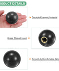 Four Pack Threaded Ball Knobs M12 Female Thread 40mm Diameter Thermoset Ball Knob Heavy Duty For Lathe Machine Lawn Mowers, phenolic, brass insert
