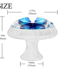 4 Pack Blue Butterfly and Flower Crystal Glass Cabinet Knobs for Kitchen and Bedroom, White Drawer Pulls, size dimensions