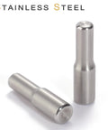 Heavy Duty Stainless Steel Shelf Pegs And Pins 5mm And Quarter Inch Dual Diameter One Inch Long Rust Proof Cabinet Support Clips Pack Of 12 showing two stainless steel pegs.