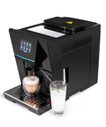 Straight Up Automatic Desktop Espresso Maker With Smart Touch Interface for brewing coffee and frothing milk on countertop.