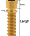 Straight Up Top Shelf Titanium Hex Head Screws 4 Piece Built Damn Tough For Mountain Bikes And Road Cycles Lightweight Heavy Duty Cycle Fastener Replacement Kit M8 X 25mm with measurements shown.