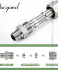 Horiznext stainless steel 304 compression fitting adapter for 1/2 in OD tube to 1/2 in NPT male thread, front view.