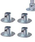 Half Inch Flange Base Railing Galvanized Steel Pipe Fittings 4 Pack For DIY Home Projects, four flange bases with installed view