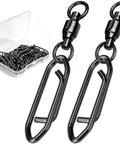Ball Bearing Swivels With Fishing Speed Clips, 20 Lb Test, 25 Pack, clear case with black swivels