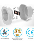 Exploded view of European to US Plug Adapter 1 Pack for Travel Ready Use Converts Type C E F Sockets to USA Power