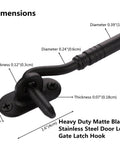 Dimensions of 8 Inch Heavy Duty Barn Door Hook And Eye Latch, Solid Extra Thick Sliding Door Lock For Barn Gate Privacy, Black Finish