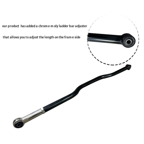 Beefy 0 To 6 Inch Lift Front And Rear Track Bar For 2007 2018 Jeep Wrangler JK Heavy Duty Adjustable Panhard Rod Replacement That Keeps The Axle In Line With The Frame And Cuts Down On Suspension Stress. Black chrome moly adjustable track bar end