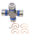 Greaseable Universal Joint Kit 1350 Series OSR With Snap Rings Exterior Snap Ring Style Bearing Cap Diameter 1.188 Inches Cap To Cap 3.625 Inches OE Replacement Direct Fit For Heavy Duty Truck And SUV Driveshafts Ready To Install, showing U-joint and snap rings.