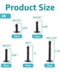 Bulk 400 Pack Self Tapping Screws For Metal And Wood Size 8 And 10 410 Stainless Steel Self Drilling Truss Head Black Oxide Finish sizes