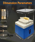 No Sweat Heavy Duty Dual Layer Portable Stained Glass Grinder dimensions with specs and water delivery system components.