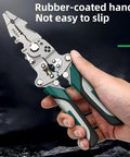 Badass 12 In 1 Foldable Wire Stripper And Cable Cutter Pliers with rubber-coated handle for secure grip and precise performance.