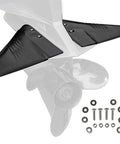 Black hydrofoil and installation kit for outboard motors, fits engines up to 200HP, boosts speed, and fuel efficiency.
