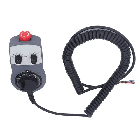 Solid Durable Electronic Handwheel CNC Controller Feels Great In Hand With Emergency Stop Button And Ergonomic Grip For Smooth Manual Feed Control, coiled cable