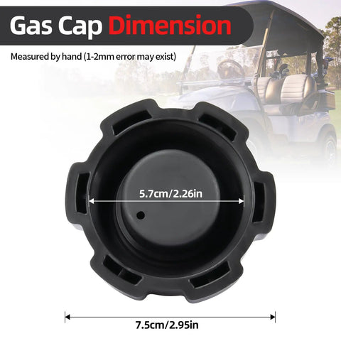 Manual Vent Gas Cap For Old Style Portable Boat Gas Tanks With Twist Valve For Adjustable Venting 621501-10 Replacement Cap Black showing dimensions