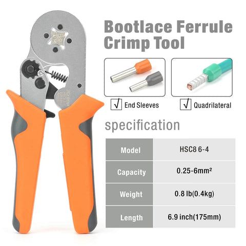 Ferrule Crimping Tool Kit With Self Adjusting Ratchet Crimp Plier And 770 Wire Ferrules AWG 23 10 0.25 6mm2