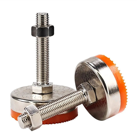 Heavy Duty 4 Pack Leveling Feet 3.9 Inch With PVC Antislip Base Pads And Carbon Steel Screws, Adjustable Height And Angle For Uneven Floors, Ideal For Mechanical Equipment, Assembly Lines, Shelves, And Work Tables, close-up