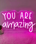 Pink You Are Amazing LED Neon Light Sign For Wall Decor In Bedrooms Living Rooms Bars Parties Classrooms USB Powered 16.9 By 10.6 Inches Hanging Or Table Display