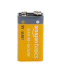 Top Shelf Ultra Nine Volt Alkaline Battery Four Pack for smoke detectors and more, showing a single 9V battery with label.