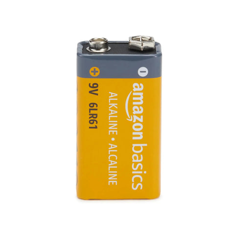 Top Shelf Ultra Nine Volt Alkaline Battery Four Pack for smoke detectors and more, showing a single 9V battery with label.