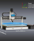 Heavy Duty Desktop CNC Router 4040 with dimensions 31.57x25.91x20.55 inches and a robust aluminum structure for precise milling.