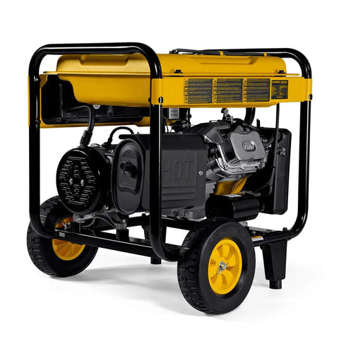 10,000 Watt Portable Gas Generator With Electric Start And Battery, 420cc Engine with yellow frame and wheels