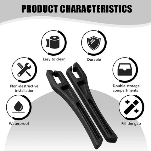 Flexible Eva Gap Fillers For Car Seats And Center Console 2 Piece Black Interior Accessory Kit with product characteristics.