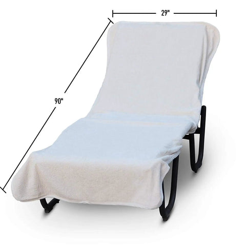 Spa Quality Pool Lounge Chair Cover Fitted 90 Inch By 29 Inch Solid Terry Cloth 100 Percent Ring Spun Turkish Cotton Soft Absorbent White OEKO-TEX Certified Premium Resort Grade Beach Chair Cover For Hotel Spa Vibes And Poolside Chill on chair