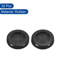 32 Pcs Rubber Grommets Set For 22mm Drill Holes, 18mm Inner Diameter, black rubber plugs front view