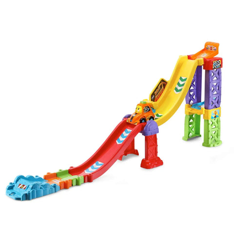 Go Smart Wheels 3 In 1 Launch Raceway Build Dual Race End To End Super Race And Side By Side Stunt Track Modes colorful setup
