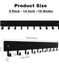Dimensions diagram of 14 Inch Wall Key Holder With 10 Hooks Two Sets Metal Key Rack Wall Mount, showing length and hook spacing.
