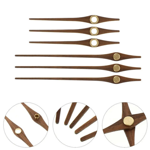 Wooden Clock Hands Replacement Kit 5.11 Inch Clock Pointer Plates For DIYers Crafting And Clock Repair, bronze tone, close-up details