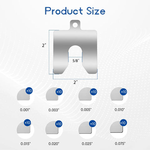 Stainless Steel Slotted Shim Kit 2 By 2 Inches 80 Pieces Eight Thicknesses Slotted Shim Set For Precise Leveling And Calibration