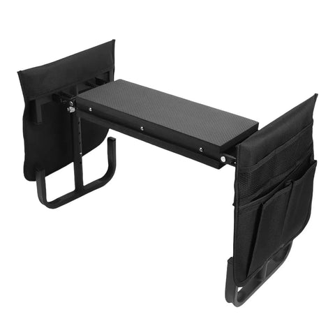 Garden Kneeler Seat With Adjustable Height Foldable Stool Dual Function Bench For Kneeling Or Sitting, carbon steel frame.