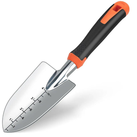 Heavy Duty Garden Shovel With Measurement Mark Pro Grade Ergonomic Rubber Handle And Sturdy Trowel Hand Shovel Spade For Digging