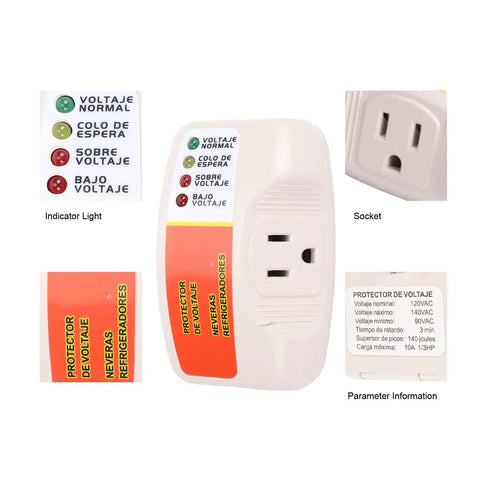 Rock Solid Voltage Surge Protector Plug Single Outlet Safely Shields Your Fridge AC And Dryer From Brutal Brownouts And Spike Damage Easy US Wall Fit Heavy Duty Plug And Play with socket and indicator light.