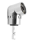 105° right-angle elbow screwdriver bit adapter with hex shank, chrome finish